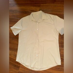 Relaxed Cream Short Sleeve Button Up - Men's XL